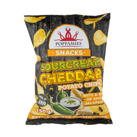 Sourcream Cheddar Chips 150gr Poppamies