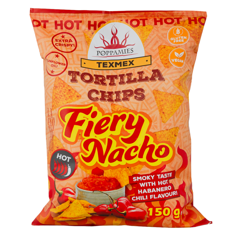 Fiery Nacho Tortilla Chips från Poppamies 150gr